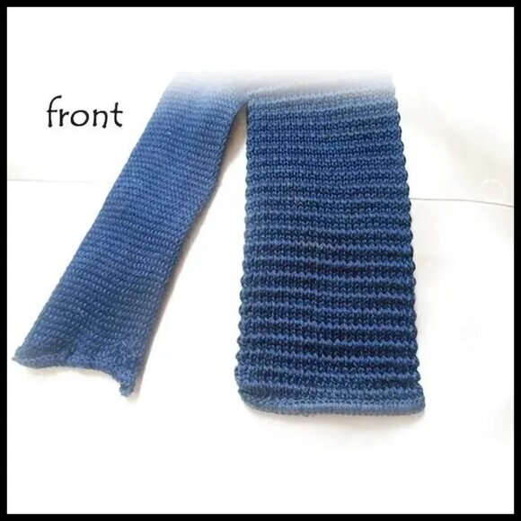 Mens Vintage Skinny Square Tie Navy Blue Cotton Knit by Rooster - Picture 6 of 14